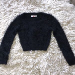 American Apparel Black fuzzy cropped sweater